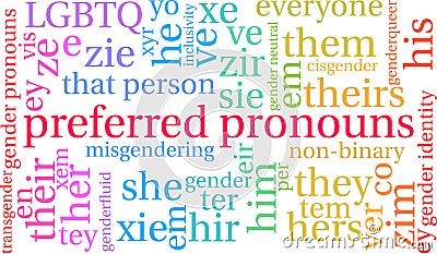 Preferred Pronouns Word Cloud Vector Illustration