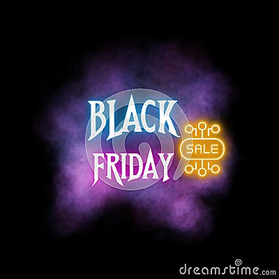 Black Friday sale neon sign on black background. Vector stock illustration. Vector Illustration