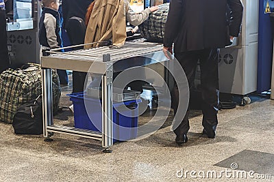 Preflight inspection of passengers` luggage Editorial Stock Photo