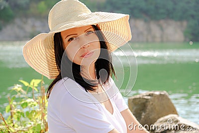 Pregnancy of an adult woman. Beautiful woman during gestation, 3rd trimester of pregnancy. Stock Photo