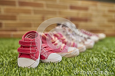 Pregnancy announcement with sneakers Stock Photo