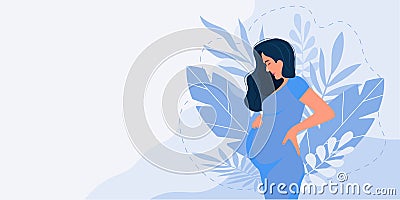 Pregnancy banner, pregnant woman Vector Illustration