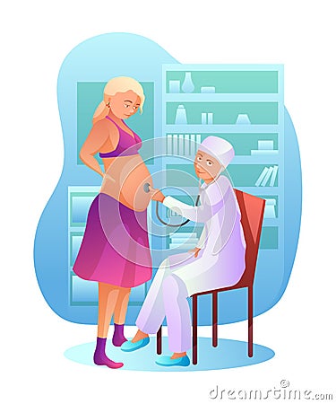 Pregnancy check up flat vector illustration Vector Illustration