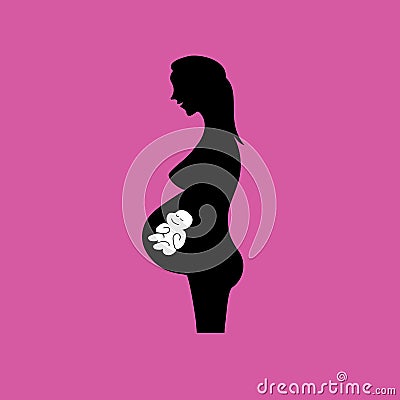 Pregnancy icon on pink background Vector Illustration