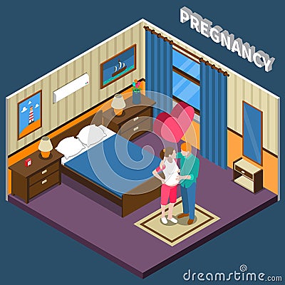 Pregnancy Isometric Composition Vector Illustration