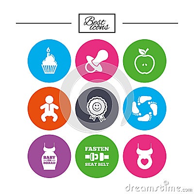 Pregnancy, maternity and baby care icons. Vector Illustration