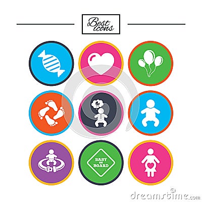 Pregnancy, maternity and baby care icons. Vector Illustration