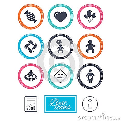 Pregnancy, maternity and baby care icons. Vector Illustration
