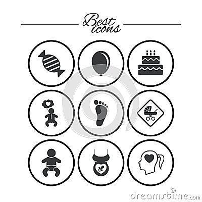 Pregnancy, maternity and baby care icons. Vector Illustration