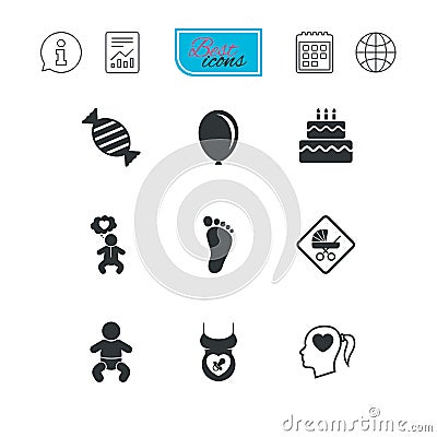 Pregnancy, maternity and baby care icons. Vector Illustration