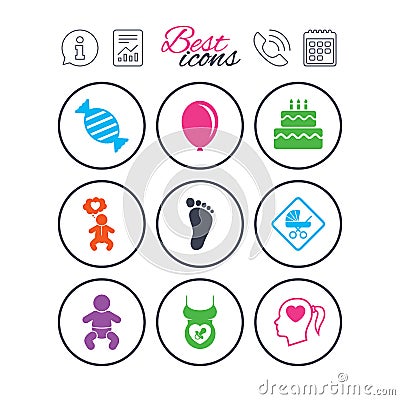 Pregnancy, maternity and baby care icons. Vector Illustration