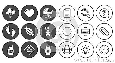Pregnancy, maternity and baby care icons. Vector Illustration