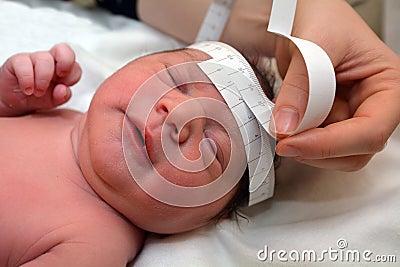 Pregnancy - Newborn baby head circumference Stock Photo