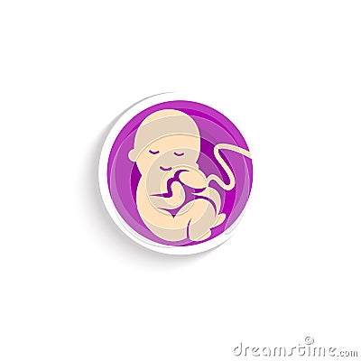 Pregnancy round unusual logo. Beige cute baby. Little human vector illustration. Vector Illustration