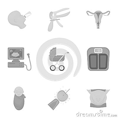 Pregnancy set icons in monochrome style. Big collection of pregnancy vector symbol stock illustration Vector Illustration