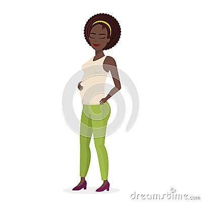 Pregnant african woman Vector Illustration
