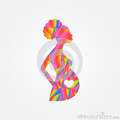 Pregnant african woman colored vector icon Stock Photo
