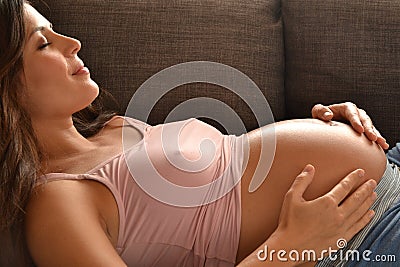 Pregnant belly. Stock Photo