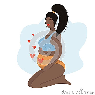 Pregnant black woman, vector illustration Vector Illustration