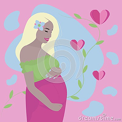 Cute pregnant blonde, illustration Vector Illustration