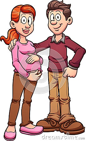 Pregnant couple Vector Illustration