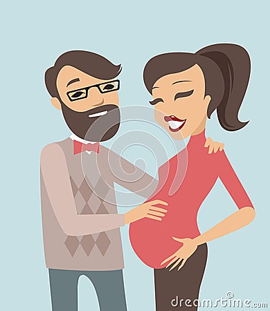 Pregnant couple Vector Illustration