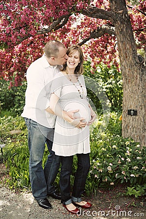 Pregnant couple in love Stock Photo