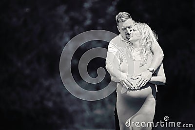 Pregnant couple maternity heart Stock Photo