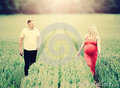 Pregnant couple togetherness Stock Photo