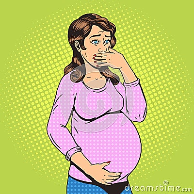 Pregnant girl comic book style vector Vector Illustration