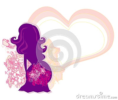 The pregnant girl in a flower background Vector Illustration