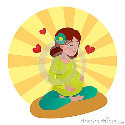 Pregnant girl meditation vector illustration Vector Illustration