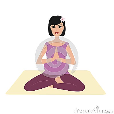 Pregnant girl namaste pose Vector Illustration