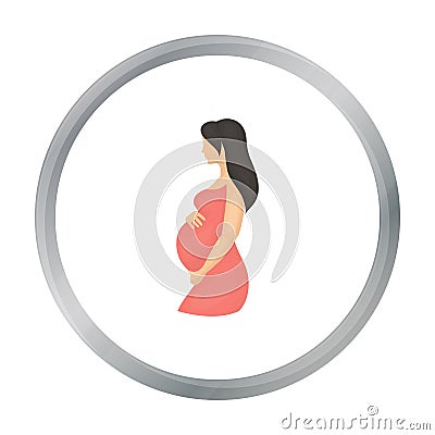 Pregnant icon in cartoon style isolated on white background. Pregnancy symbol stock Vector Illustration