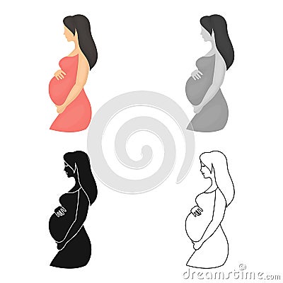 Pregnant icon in cartoon style on white background. Pregnancy symbol stock vector illustration. Vector Illustration