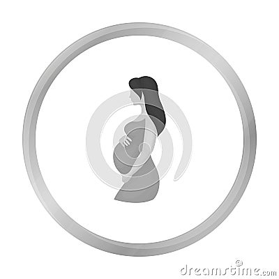 Pregnant icon in monochrome style isolated on white background. Pregnancy symbol stock vector illustration. Vector Illustration