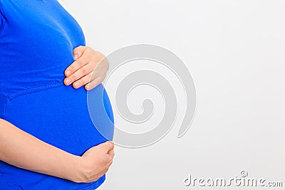 Pregnant Lady Holding Belly Stock Photo