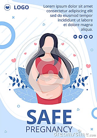 Pregnant Lady or Mother Flyer Health care Template Flat Design Illustration Editable of Square Background for Social media Vector Illustration