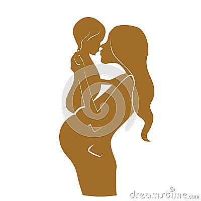 Pregnant mother with baby Vector Illustration