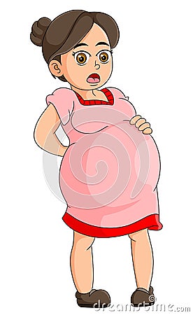 The pregnant mother is feeling the contraction Vector Illustration