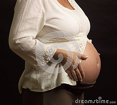 Pregnant Mother Tummy Stock Photo