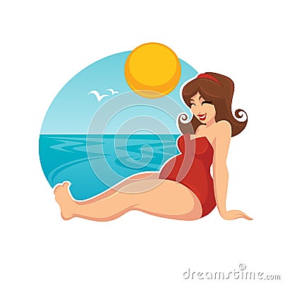 Pregnant summer Vector Illustration
