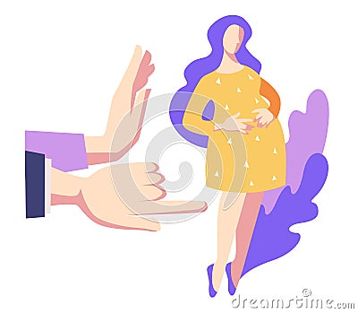 Pregnant teen discrimination and public disapproval, social violence Vector Illustration