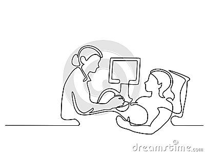 Pregnant woman attending a doctor for ultrasound Vector Illustration