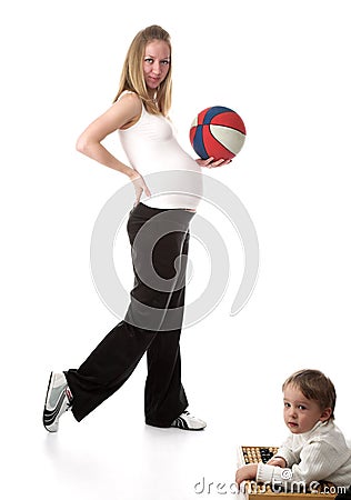 The pregnant woman and ball Stock Photo