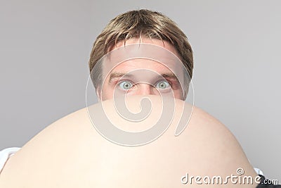 Pregnant woman belly with future father look Stock Photo