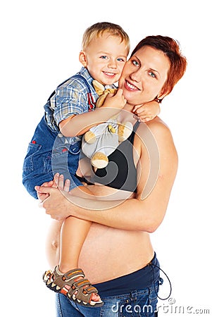 Pregnant woman with child Stock Photo