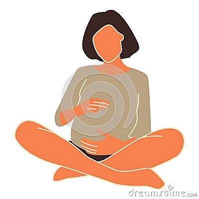 Pregnant woman. Concept vector illustration in minimal style. Abstract female portrait. Boho clipart. Stock vector illustration, Vector Illustration