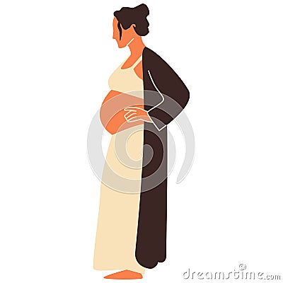 Pregnant woman. Concept vector illustration in minimal style. Abstract female portrait. Boho clipart. Stock vector illustration, Vector Illustration