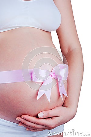 Pregnant woman expecting a baby girl Stock Photo